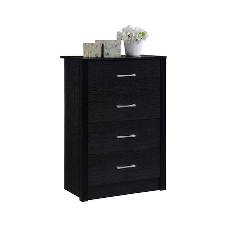 Hodedah 4-Drawer Chest, Black HI413DR BLACK